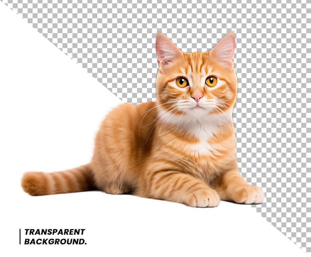 PSD cute ginger cat sitting and looking at the camera isolated on white background