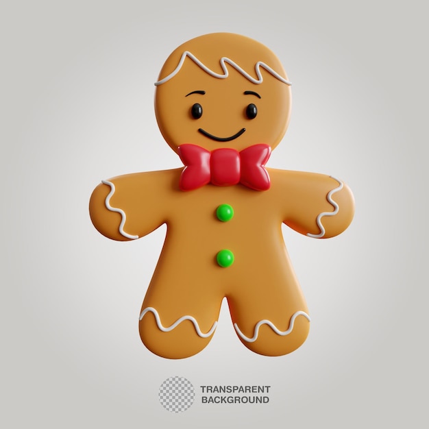 PSD cute ginger cookie with smile. 3d illustration.