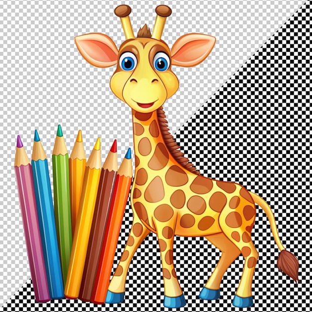 PSD cute giraffe with pencils