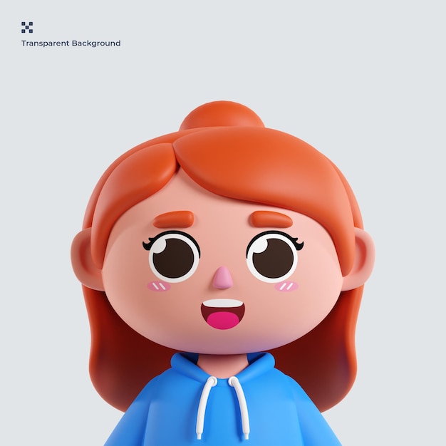 cute avatar girl for profile 3d model Stock Illustration