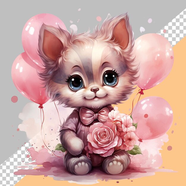 Cute girl cat wearing frock pink theme