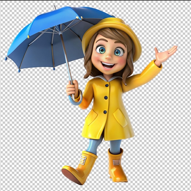 PSD cute girl dressed in autumn clothes happy cartoon character