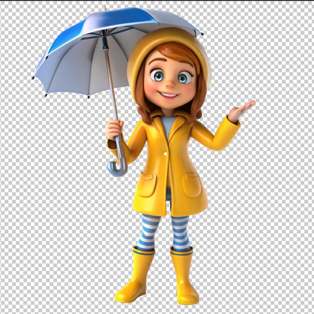 PSD cute girl dressed in autumn clothes happy cartoon character