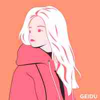 PSD cute girl flat vector graphic simple minimal freepik svg