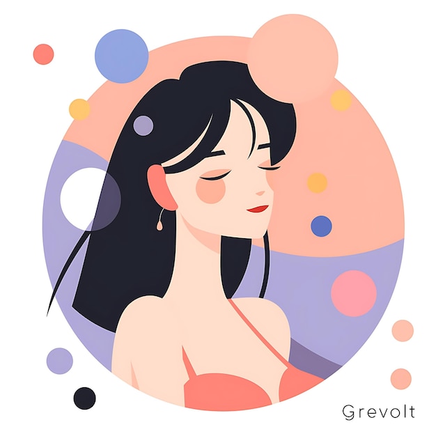 PSD cute girl flat vector graphic simple minimal freepik svg