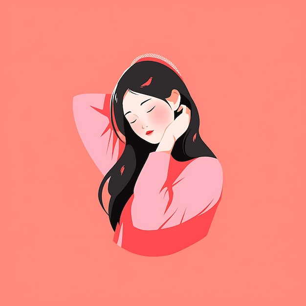 PSD cute girl flat vector graphic simple minimal freepik svg