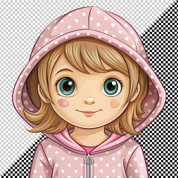 Cute girl in hoodie vector on transparent background