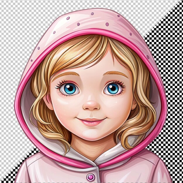 PSD cute girl in hoodie vector on transparent background