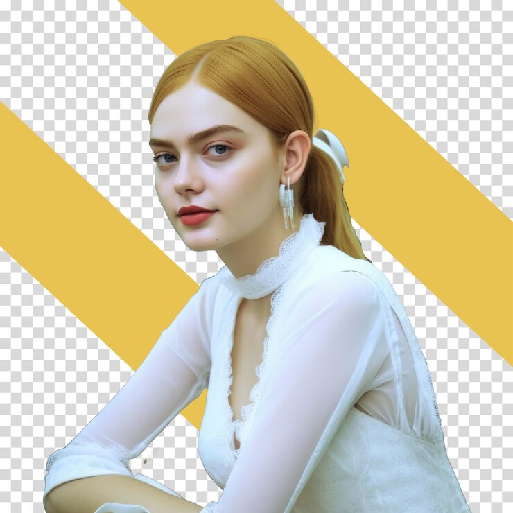 PSD cute girl portrait on a transparent background