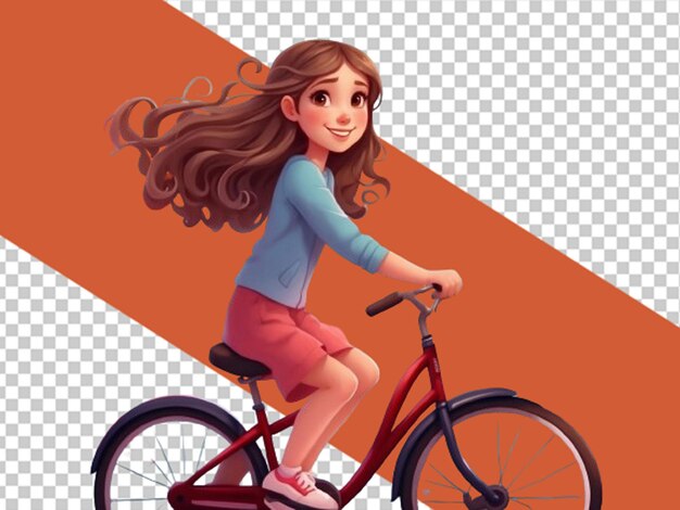 PSD a cute girl ridding bicycle