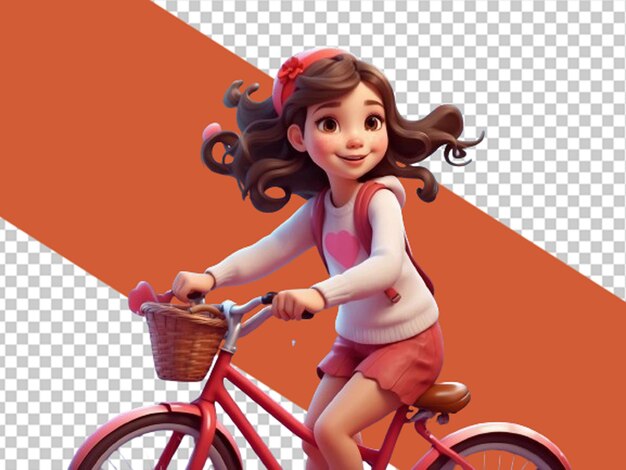 PSD a cute girl ridding bicycle