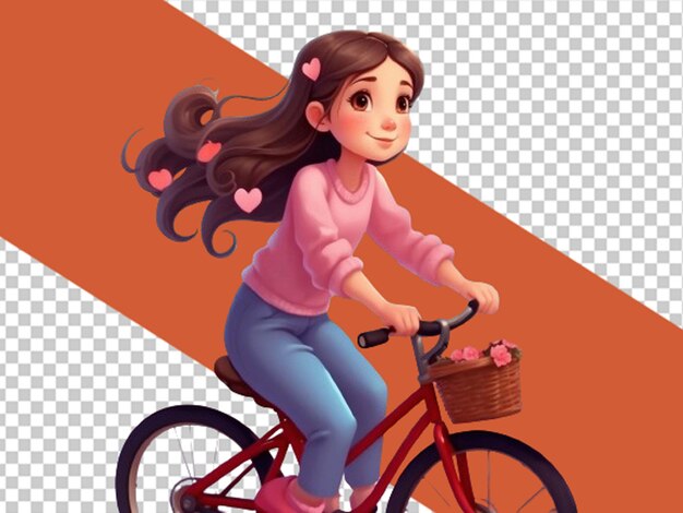 PSD a cute girl ridding bicycle