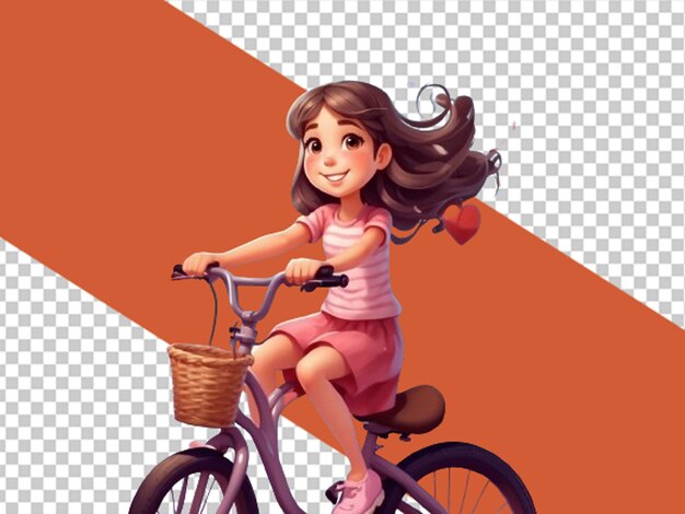 PSD a cute girl ridding bicycle