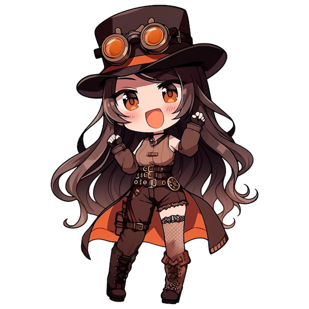 Cute Girl On A Steampunk Outfit