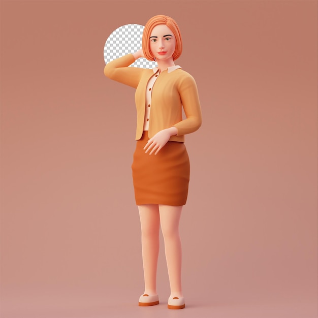 Cute girl sweet posing during  photoshoot, 3d character illustration