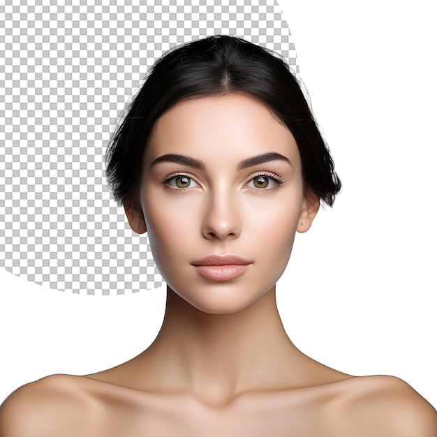 PSD cute girl with clean healthy skin on transparent background