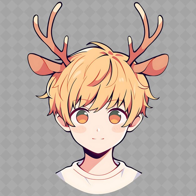 PSD a cute girl with a deer head on his head