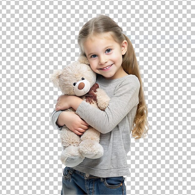 PSD cute girl with her teddy bear