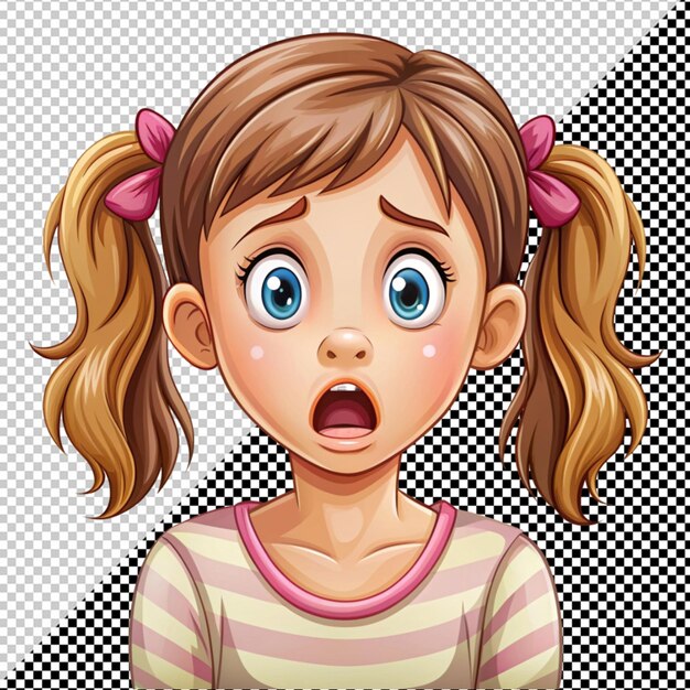 PSD cute girl with scared expression