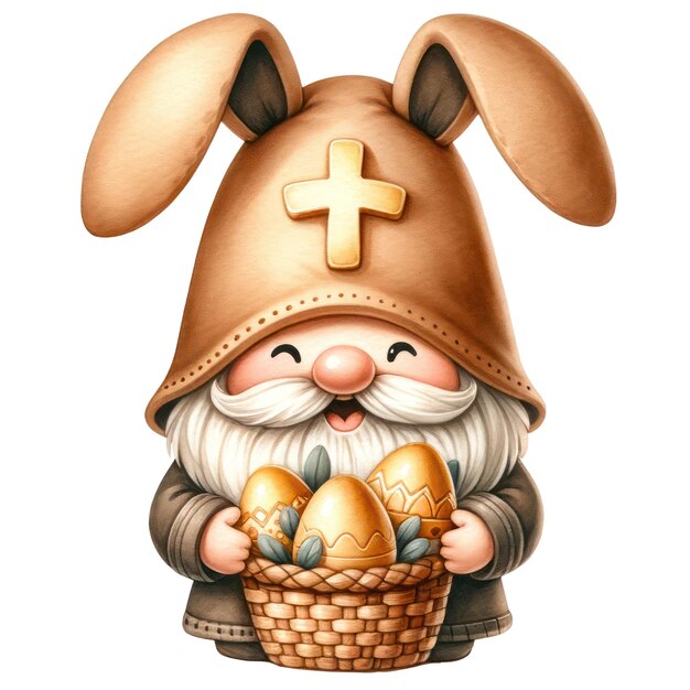 PSD piccola illustrazione di gnome easter day clipart