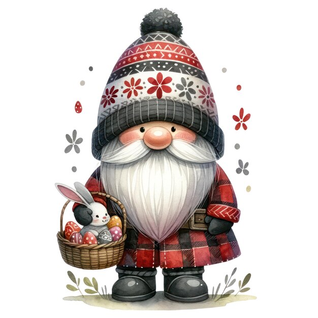 PSD piccola illustrazione di gnome easter day clipart