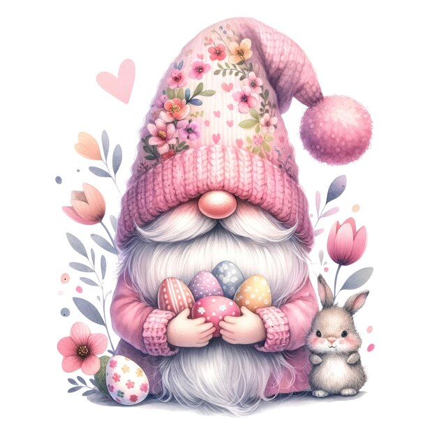 Cute gnome easter day clipart illustration