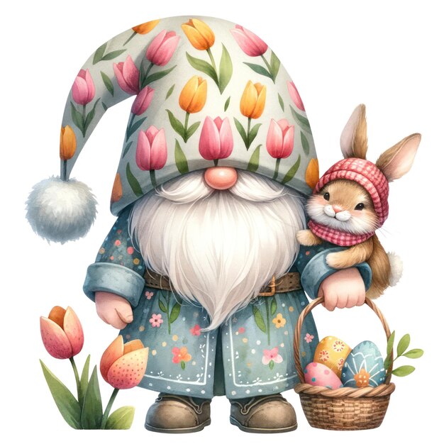 Cute gnome easter day clipart illustration