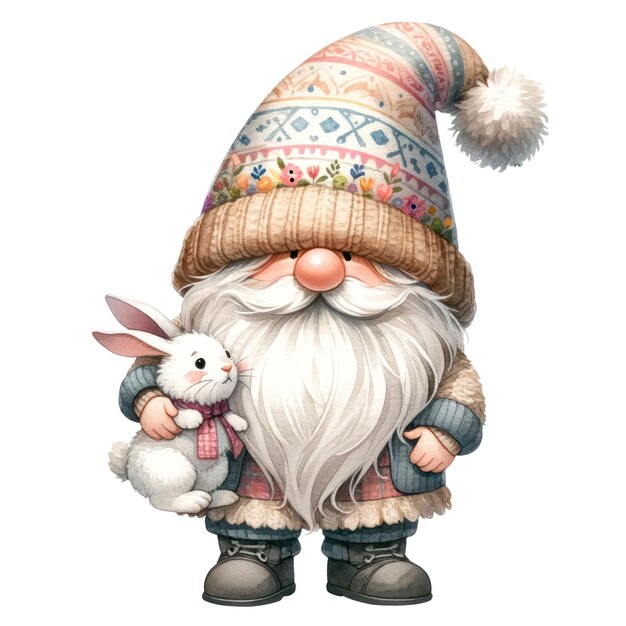 Cute gnome easter day clipart illustration