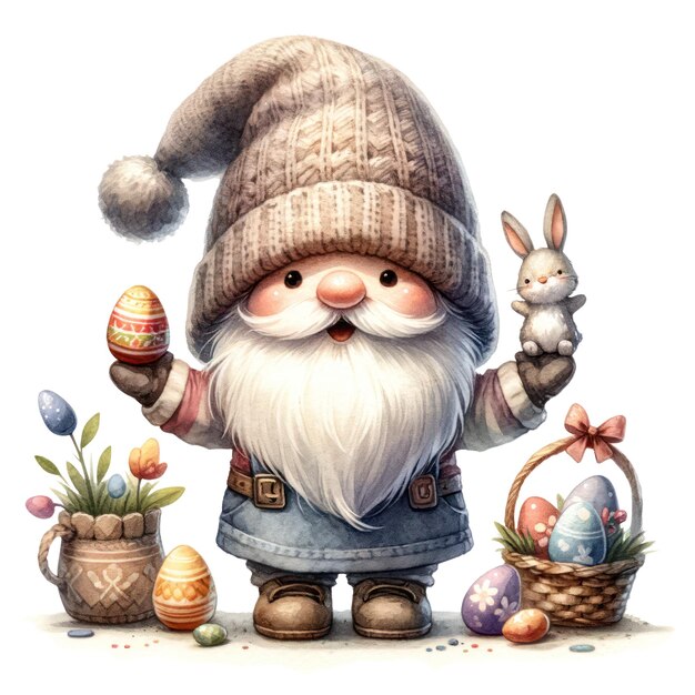 Cute gnome easter day clipart illustration