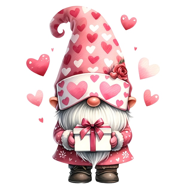 PSD cute gnome love accents valentines clipart illustration