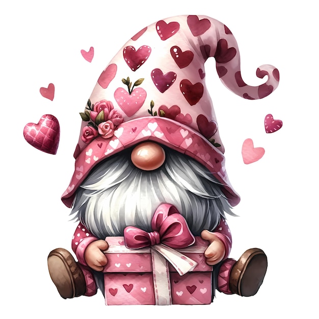 Cute gnome love accents valentines clipart illustration