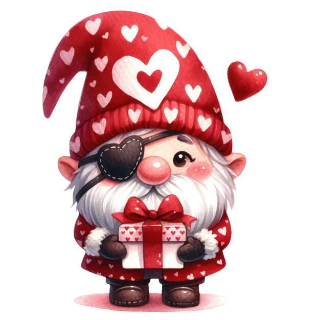 Cute gnome love accents valentines clipart illustration