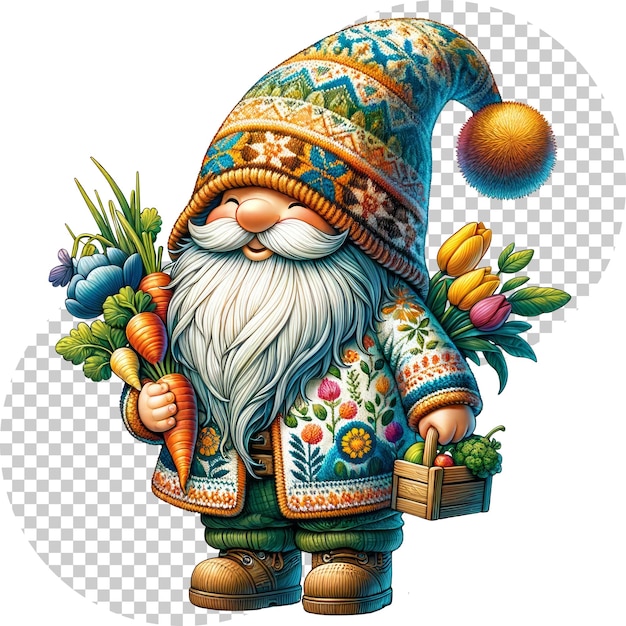 PSD Милая иллюстрация к сезонным клипам gnome spring