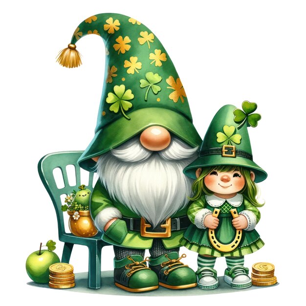 PSD cucina gnome st patrick's day clipart illustrazione