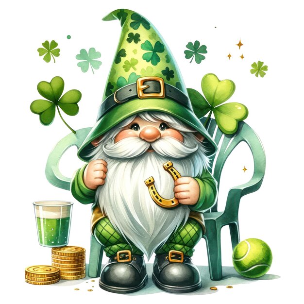 PSD cute gnome st patricks day clipart illustration