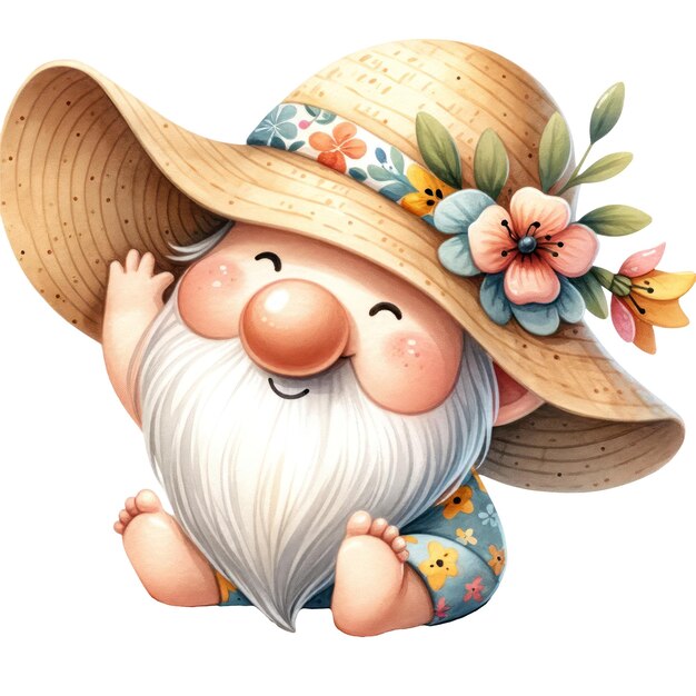 PSD cute gnome summer beach clipart illustration