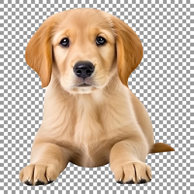 PSD cute golden retriever dog puppy breed isolated on transparent background