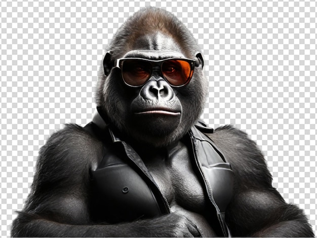 PSD a cute gorilla wearing sunglasses on transparent background