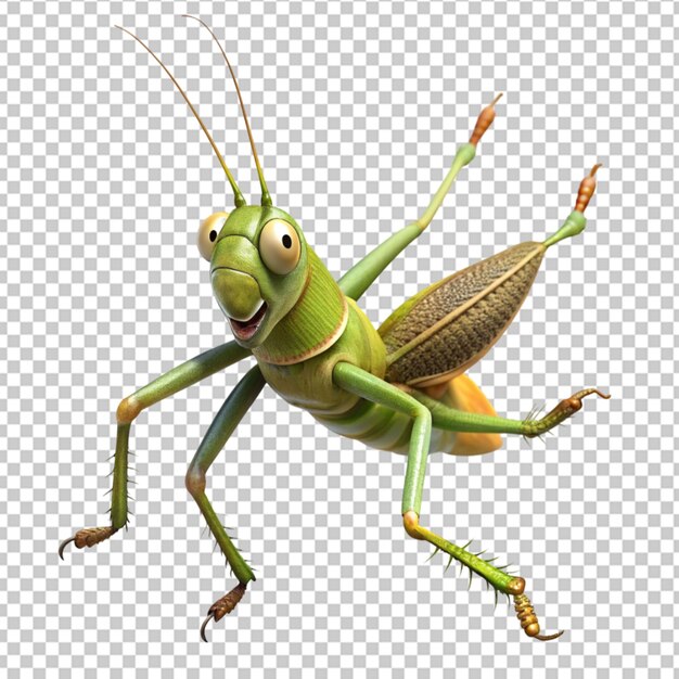 PSD cute grasshopper poses cartoon vector illustration