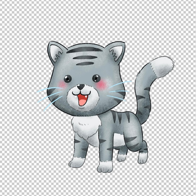 PSD cute gray cat stand