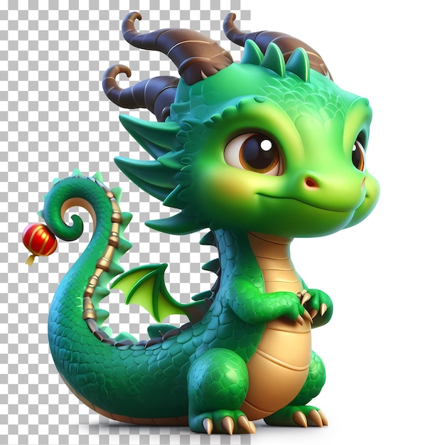 Cute greed dragon with horns chinese new year symbol