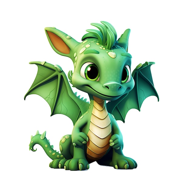 Cute green color dragon baby vector