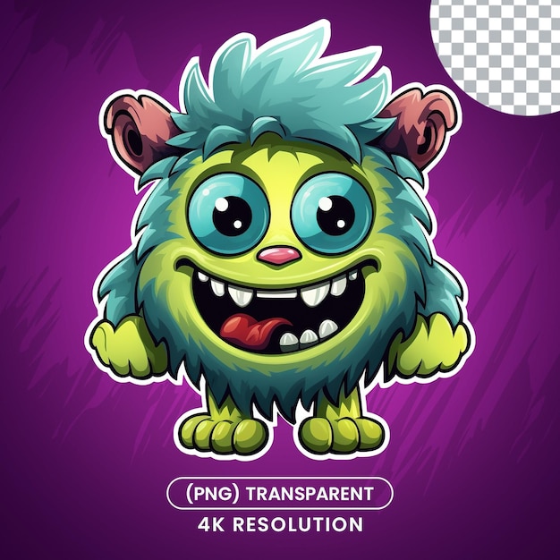 PSD cute green monster stickers