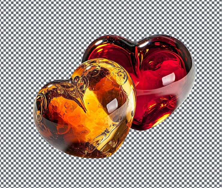 PSD cute hand blown glass heart isolated on transparent background