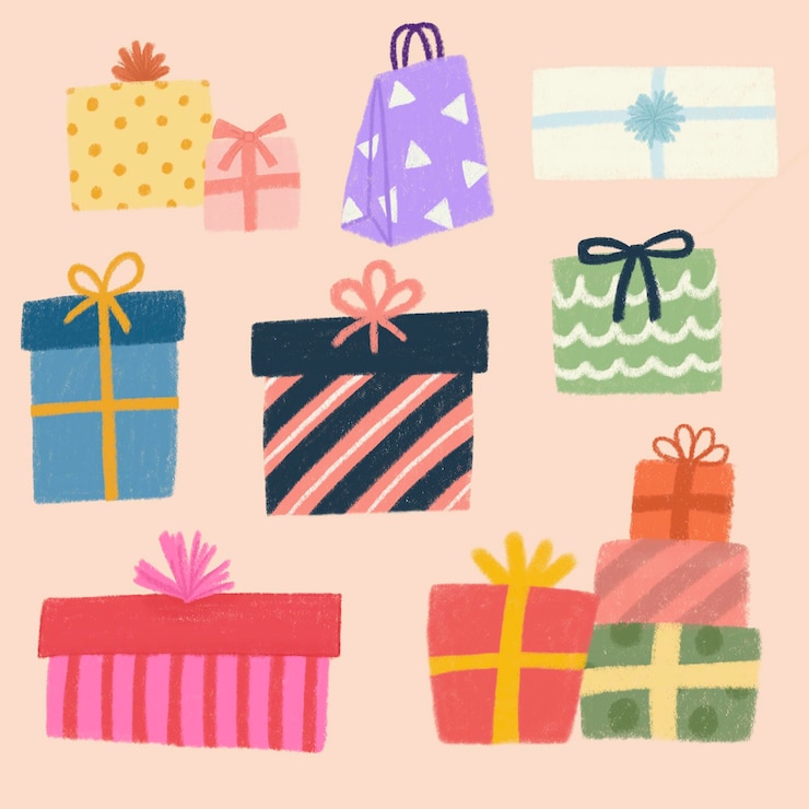 PSD 可愛手繪的禮物盒子 clipart