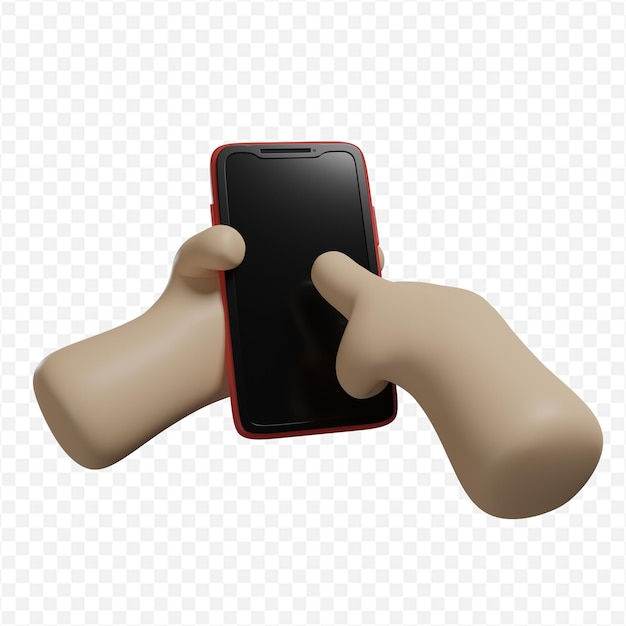 Cute hands holding a red phone