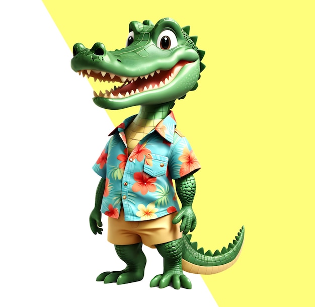 PSD cute happy 3d crocodile