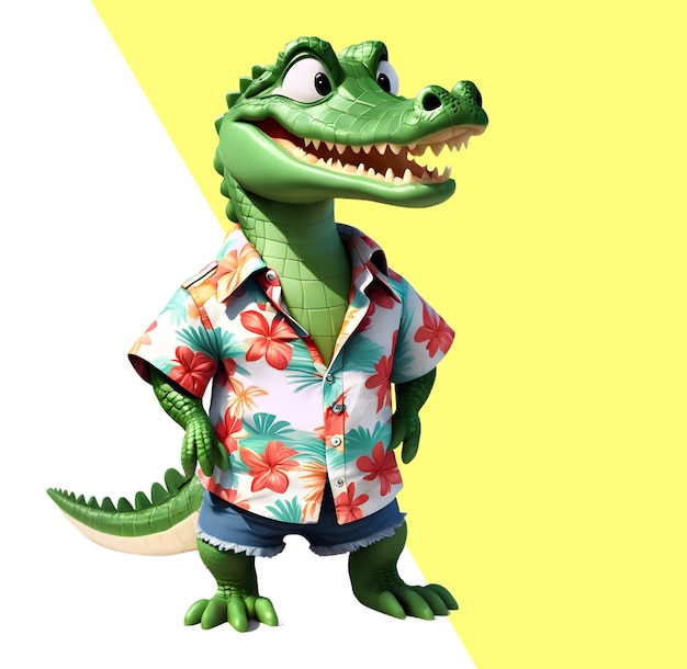 PSD cute happy 3d crocodile