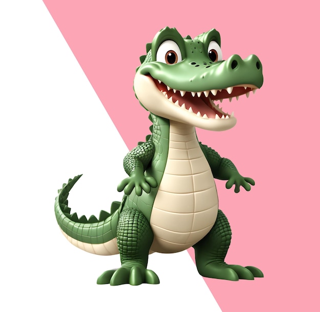 PSD cute happy 3d crocodile