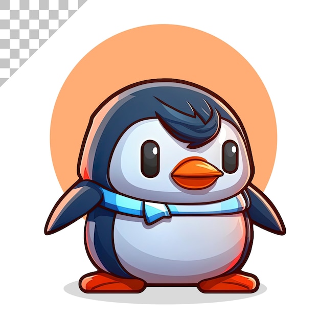 PSD cute happy penguin cartoon icon illustration flat cartoon style